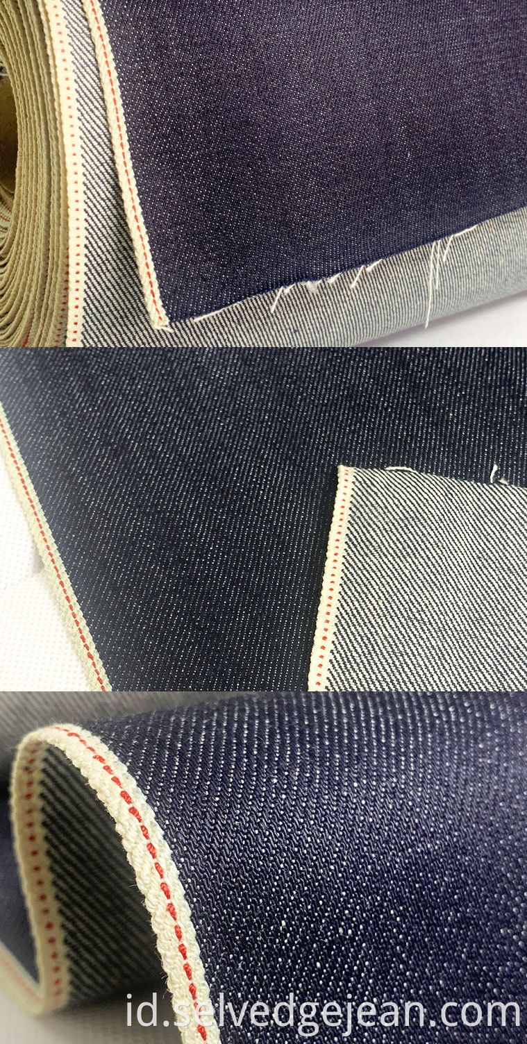 Harga Stok Grosir 12oz Denim Kain Kualitas Tinggi 100% Kapas Organik Jepang Vintage Relvedge Denim Jeans Bahan Bahan Bahan